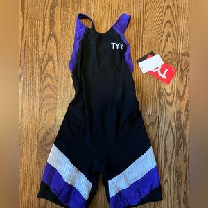 TYR Women's CARBON Aeroback Short John Tri Swim Suit Black Purple Size XS $250